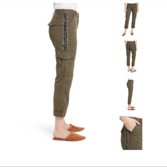 JOIE Women's Cargo pants with embellished side stripe - Picture 2 of 6